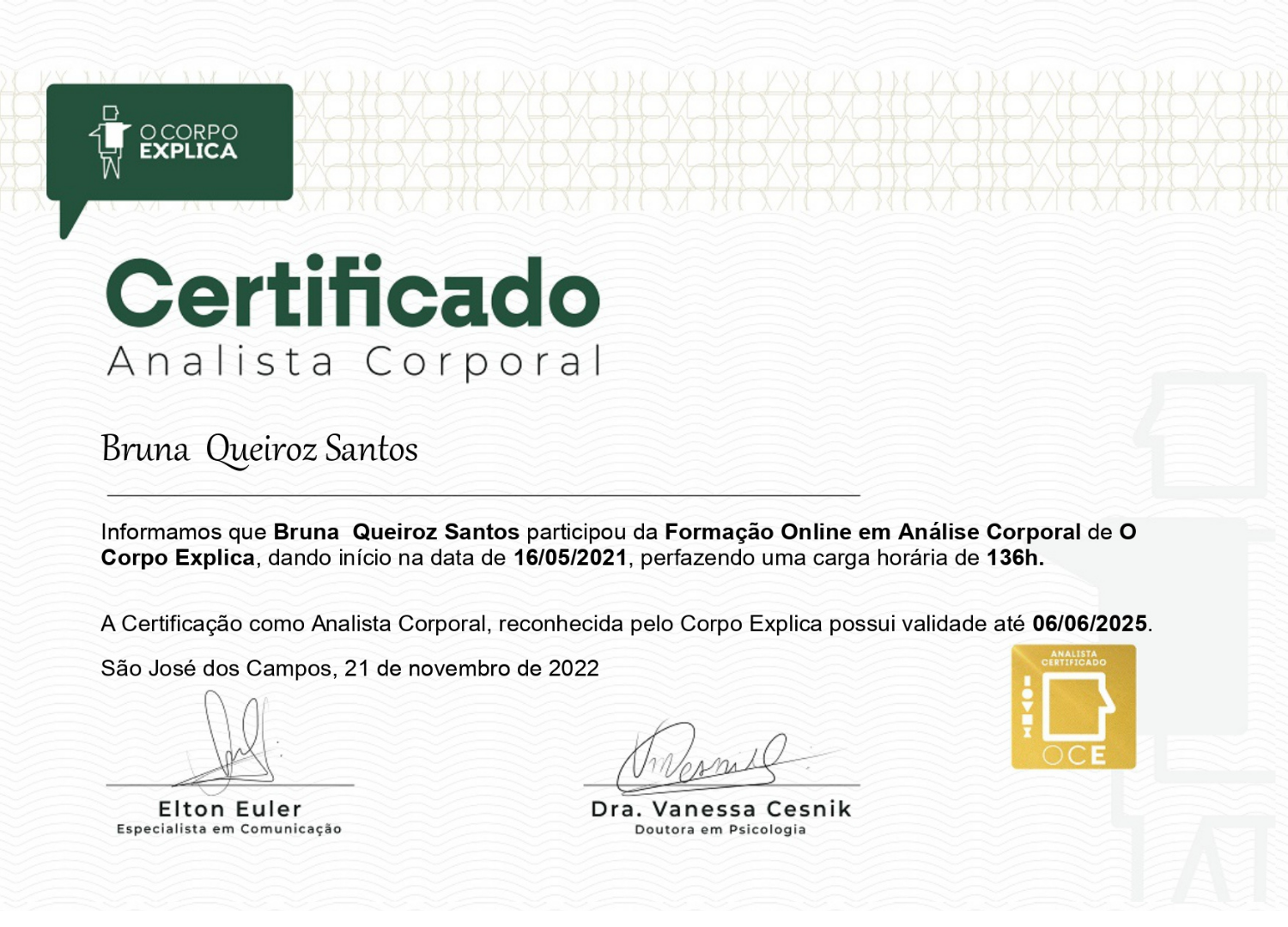 Analista Corporal - O Corpo Explica 2022